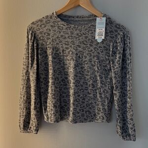 Cat & Jack Girls Gray Animal Print Blouse
